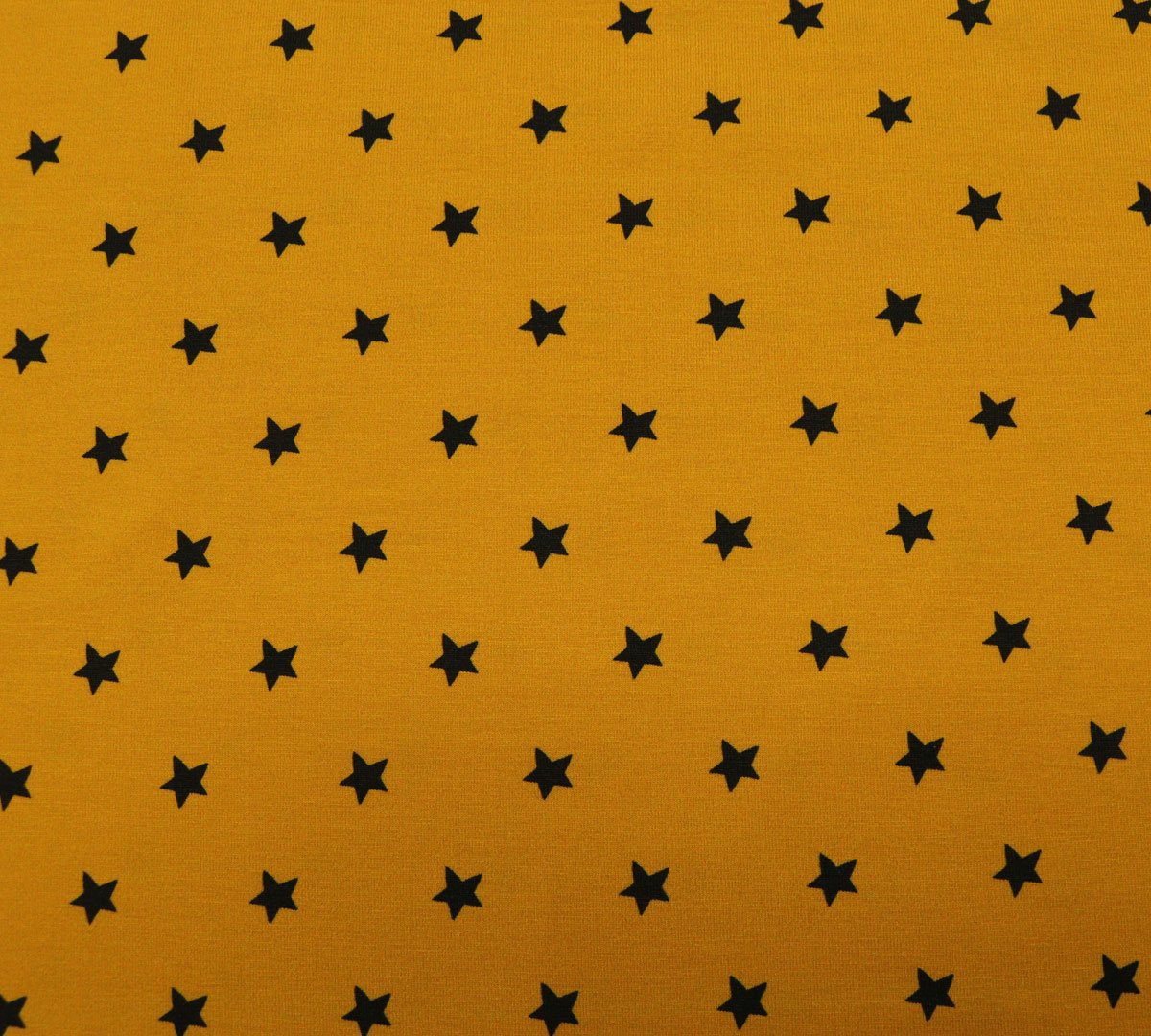 Kinderstoffjersey_sterne-gelb-schwarz